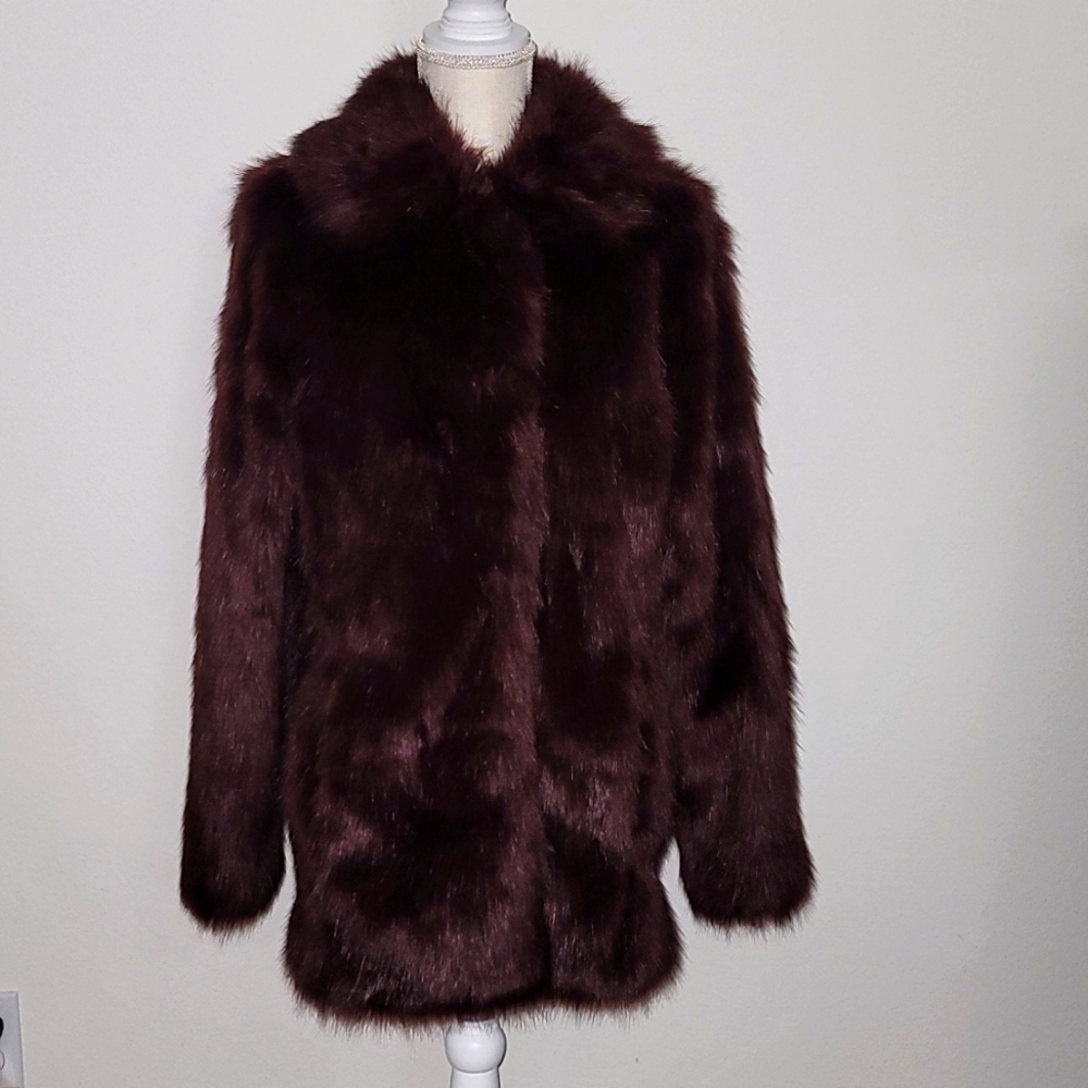 Express merlot faux fur coat Medium